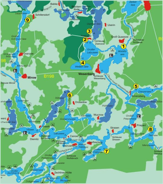 Karte seenplatte paddeln mecklenburger Kanatu